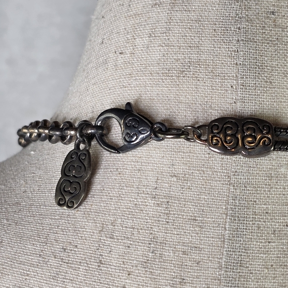 Brighton Vintage Scrollwork Necklace Heavy Chain Gunmetal Silver Contempo Style - Picture 7 of 8